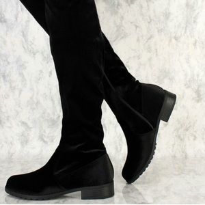 flat velvet boots
